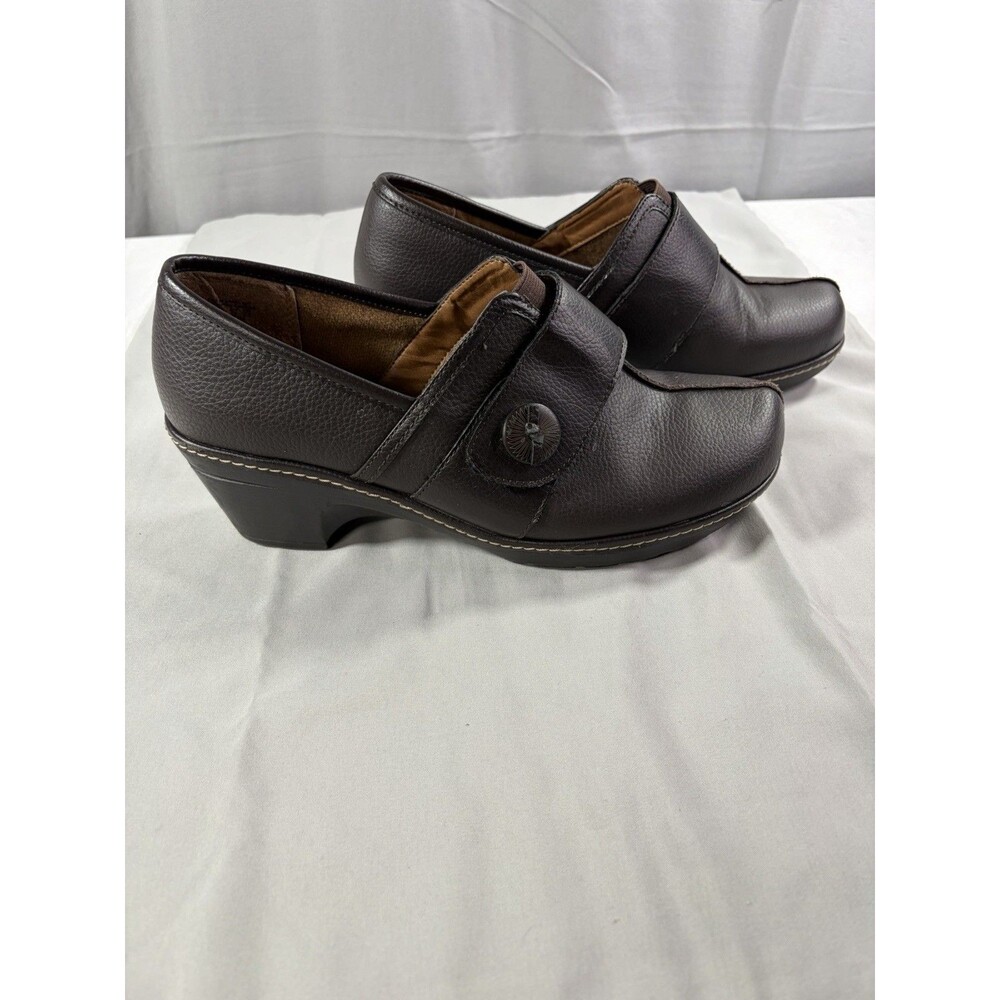 Thom McAn Brown Leather Gennie Slip On Clogs Size 11W EUC